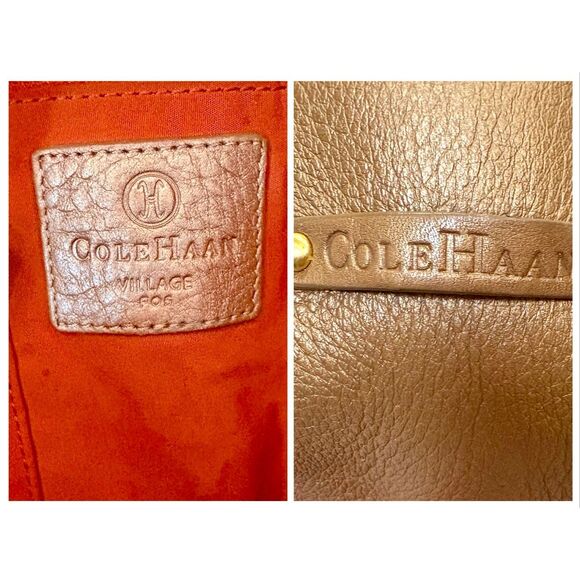 COLE HAAN - "Denny" Bronze Metallic Soft Pebble Leather Tote Shoulder Bag/Sweet! - Picture 10 of 16